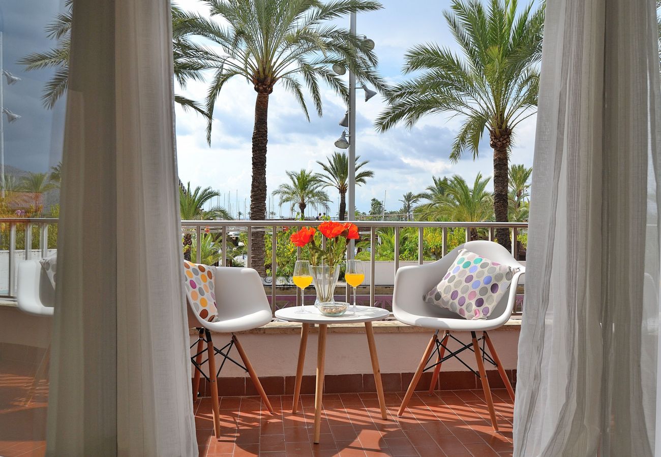 Terrasse, vue, mer, Majorque