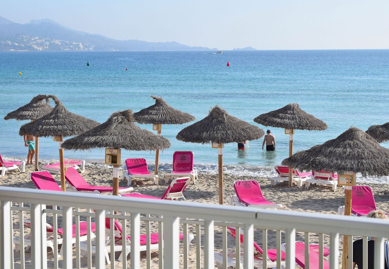 appartement, vue, mer, côte, plage